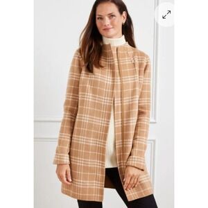Talbots‎ Plus Windowpane Double Face Jacket Cape Jacket Wool Gold Zip Pleats 3X